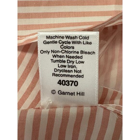 Garnet Hill Essential Cotton Shirt Women's 12 Long Sleeve Button Up Striped Pink - Picture 8 of 9